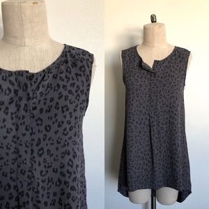 H&M GREY LEOPARD HIGH-LOW SLEEVELESS BLOUSE - 6